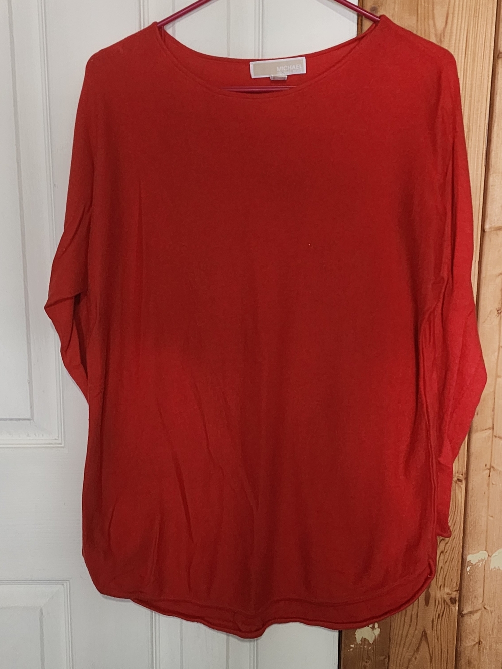 Michael Kors Coral-Red Knit Crewneck Sweater